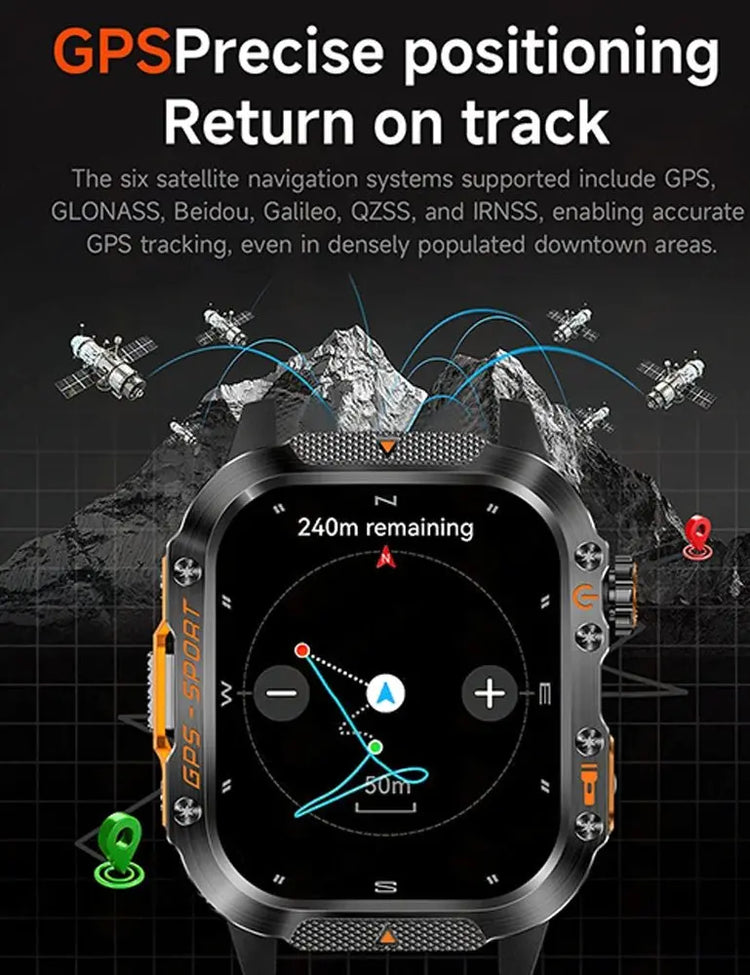 2025 New Military GPS Sports Smart Watch Men 3ATM Waterproof Compass 540mAh Bluetooth Call Heart Rate Smartwatches Android IOS - HONORABLE VETERANS SOLUTIONS