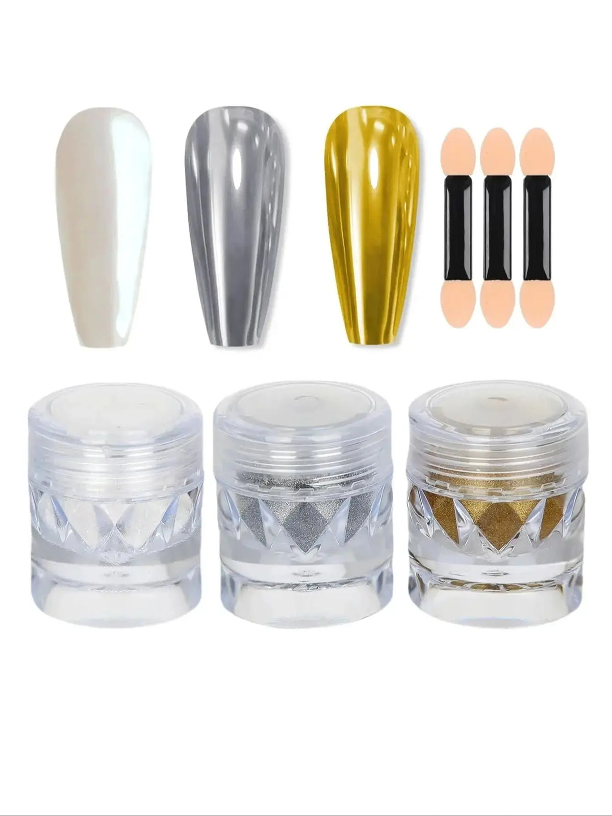 3-piece mirror-finish nail polish powder set, perfect for DIY nail art and creating captivating artistic nail designs. A great t - HONORABLE VETERANS SOLUTIONS