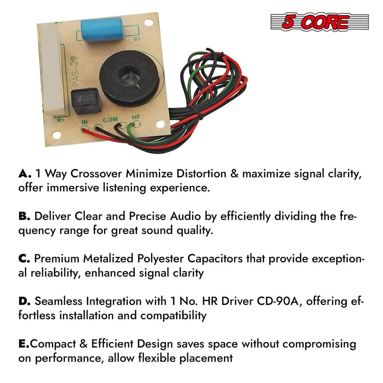 5 Core 1 Way Passive Cross Over Network Frequency Divider Metalised Polyester Capacitors - HONORABLE VETERANS SOLUTIONS