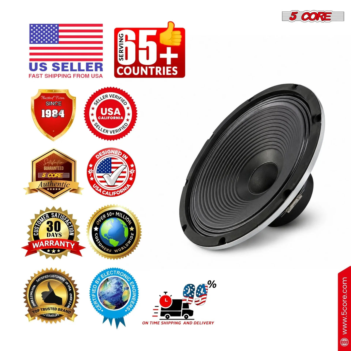 5 Core 10 Inch Guitar Speaker 60W Replacement 8 Ohm Amplifier Cabinet Driver - HONORABLE VETERANS SOLUTIONS