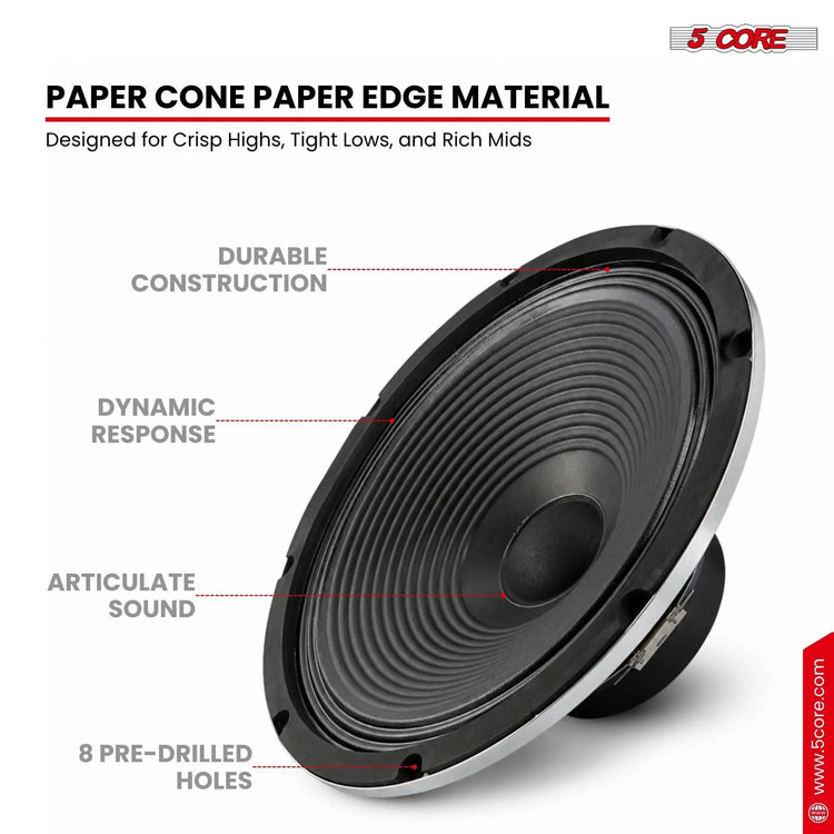 5 Core 10 Inch Guitar Speaker 60W Replacement 8 Ohm Amplifier Cabinet Driver - HONORABLE VETERANS SOLUTIONS