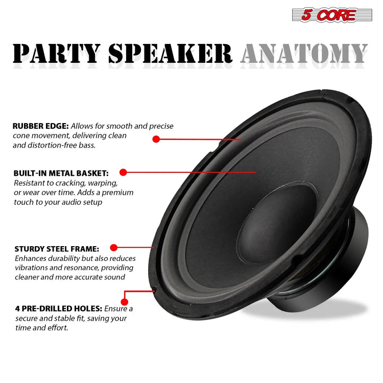 5 Core 10 Inch Guitar Speaker Replacement 600W 4 Ohm for Amplifier Cabinets - HONORABLE VETERANS SOLUTIONS