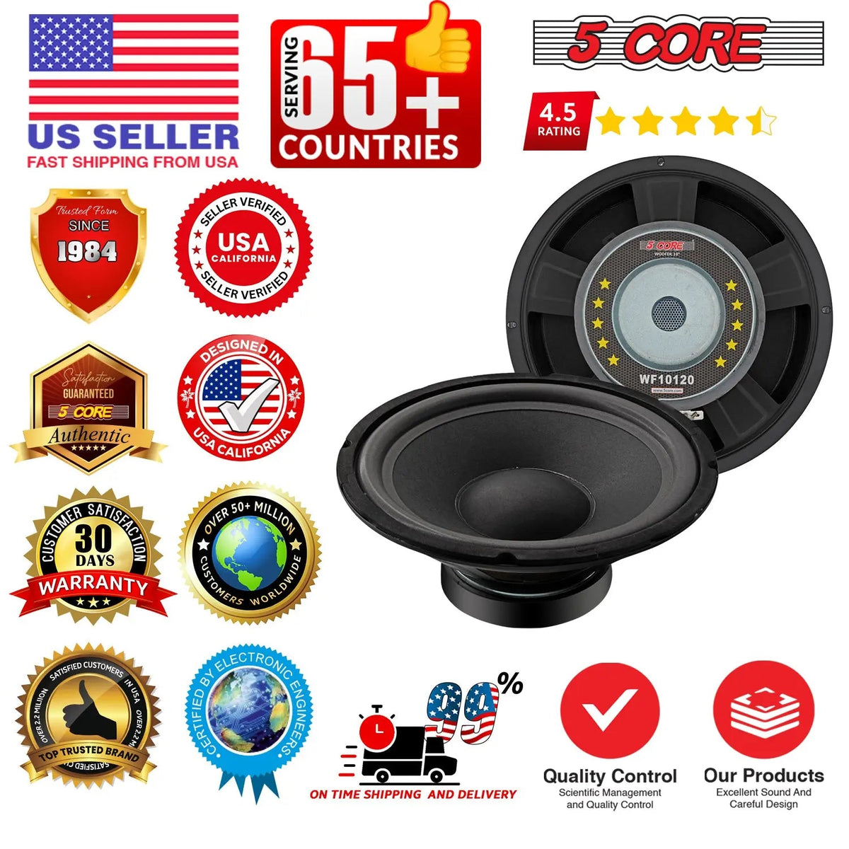 5 Core 10 Inch Guitar Speaker Replacement 600W 4 Ohm for Amplifier Cabinets - HONORABLE VETERANS SOLUTIONS