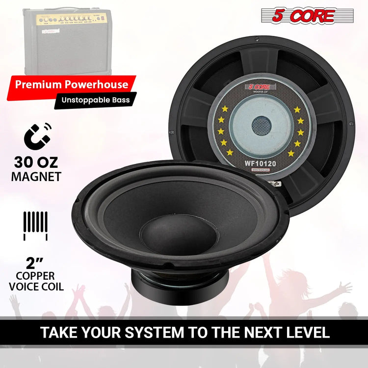 5 Core 10 Inch Guitar Speaker Replacement 600W 8 Ohm Low Distortion for Electric Guitar Amp Cabinet - HONORABLE VETERANS SOLUTIONS
