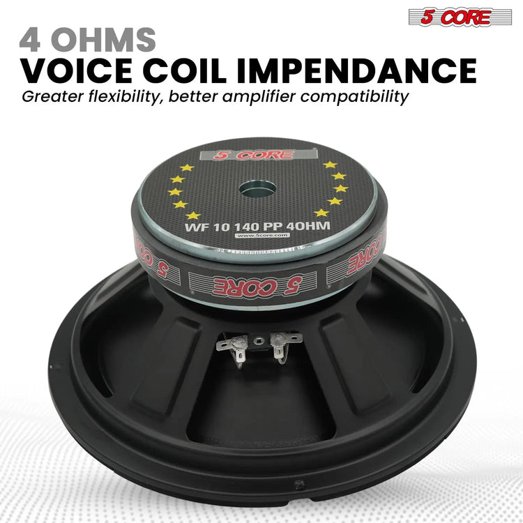 5 Core 10" Subwoofer Pair 1500W Car Woofer 4 Ohm Replacement Deep Bass Sub Loud Speaker for Vehicle - HONORABLE VETERANS SOLUTIONS