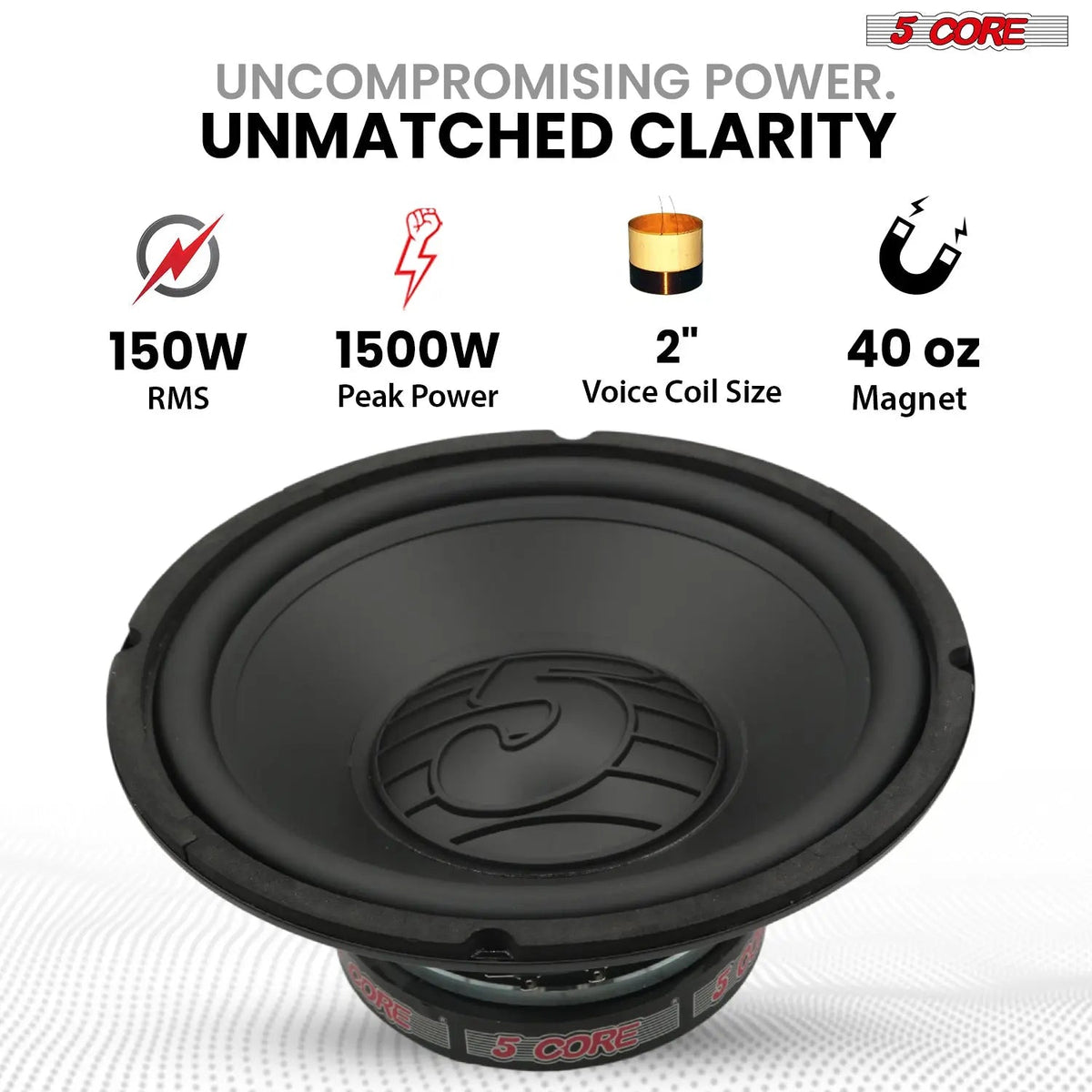 5 Core 10" Subwoofer Pair 1500W Car Woofer 4 Ohm Replacement Deep Bass Sub Loud Speaker for Vehicle - HONORABLE VETERANS SOLUTIONS