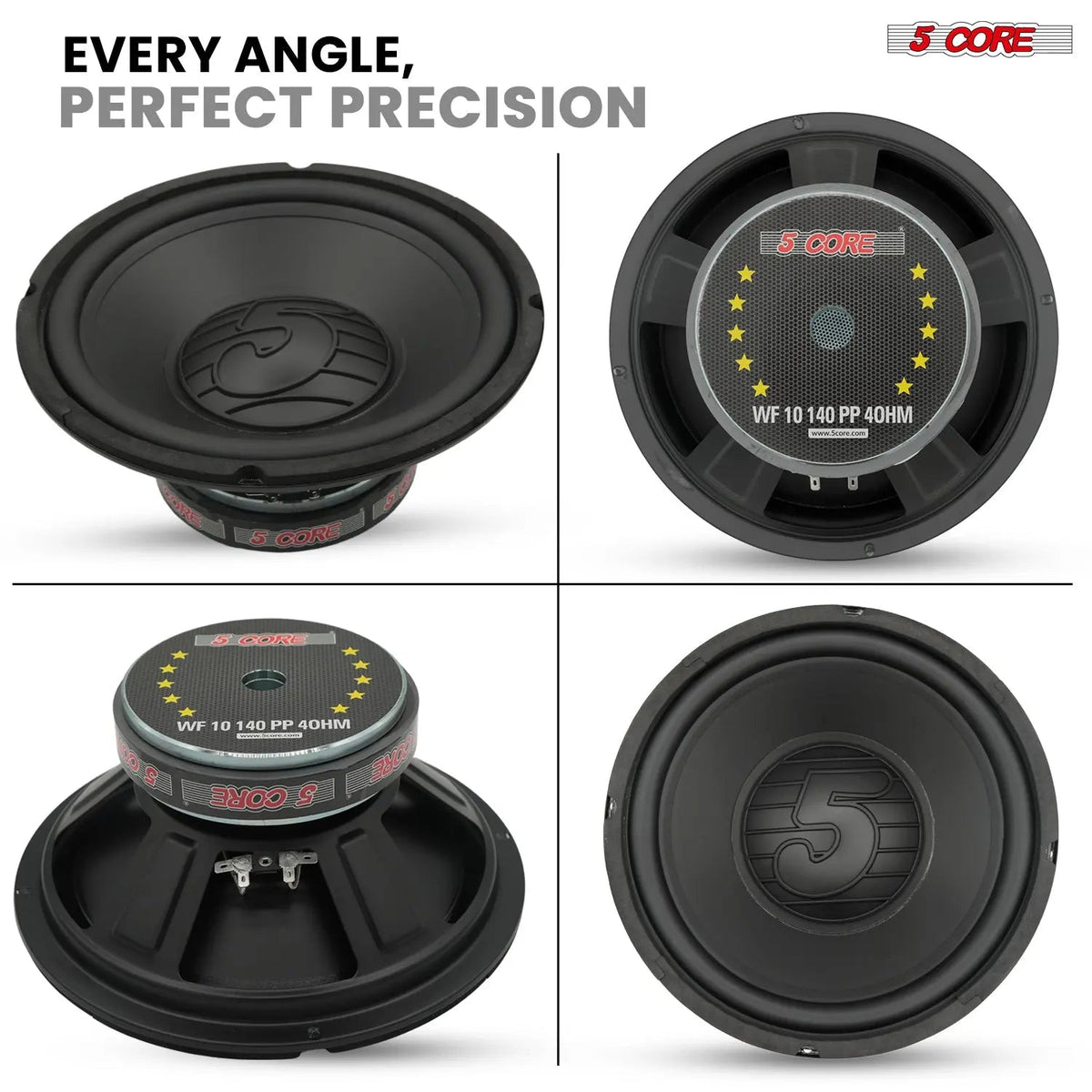 5 Core 10" Subwoofer Pair 1500W Car Woofer 4 Ohm Replacement Deep Bass Sub Loud Speaker for Vehicle - HONORABLE VETERANS SOLUTIONS