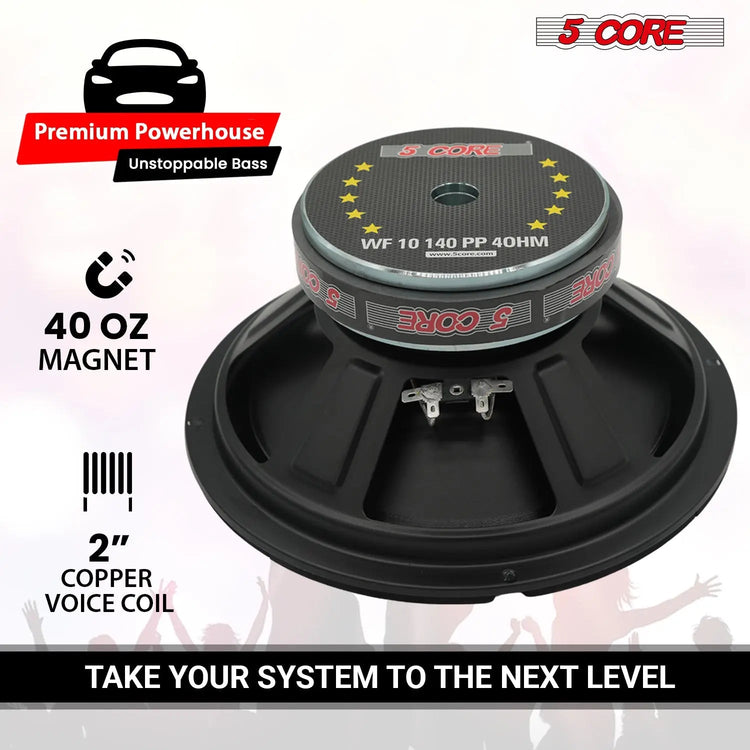 5 Core 10" Subwoofer Pair 1500W Car Woofer 4 Ohm Replacement Deep Bass Sub Loud Speaker for Vehicle - HONORABLE VETERANS SOLUTIONS