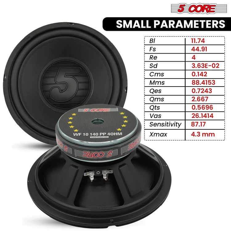 5 Core 10" Subwoofer Pair 1500W Car Woofer 4 Ohm Replacement Deep Bass Sub Loud Speaker for Vehicle - HONORABLE VETERANS SOLUTIONS