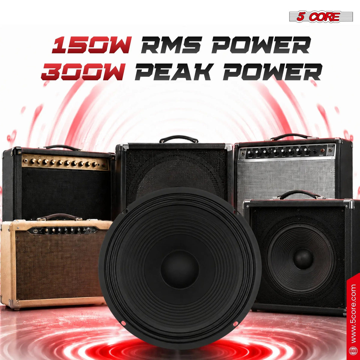 5 Core 12 Inch Guitar Speaker 300W Replacement 8 Ohm Amplifier Cabinet Driver - HONORABLE VETERANS SOLUTIONS
