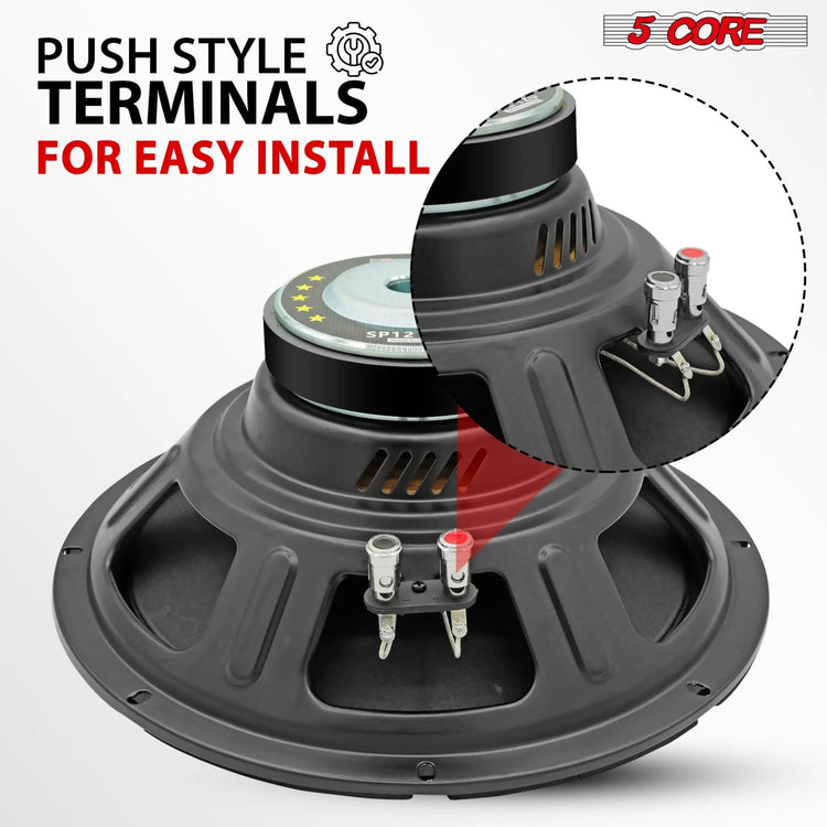 5 Core 12 Inch Speaker Car Audio 200W Powerful Replacement Component Driver 4Ohm Loudspeaker System - HONORABLE VETERANS SOLUTIONS