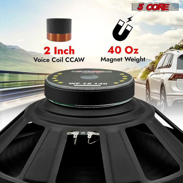 5 Core 15 Inch Car Woofer Audio 450W 4Ohm Deep Bass Replacement Subwoofer Component Loud Speaker - HONORABLE VETERANS SOLUTIONS