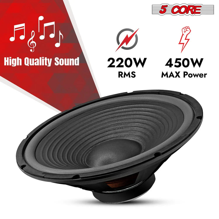 5 Core 15 Inch Car Woofer Audio 450W 4Ohm Deep Bass Replacement Subwoofer Component Loud Speaker - HONORABLE VETERANS SOLUTIONS