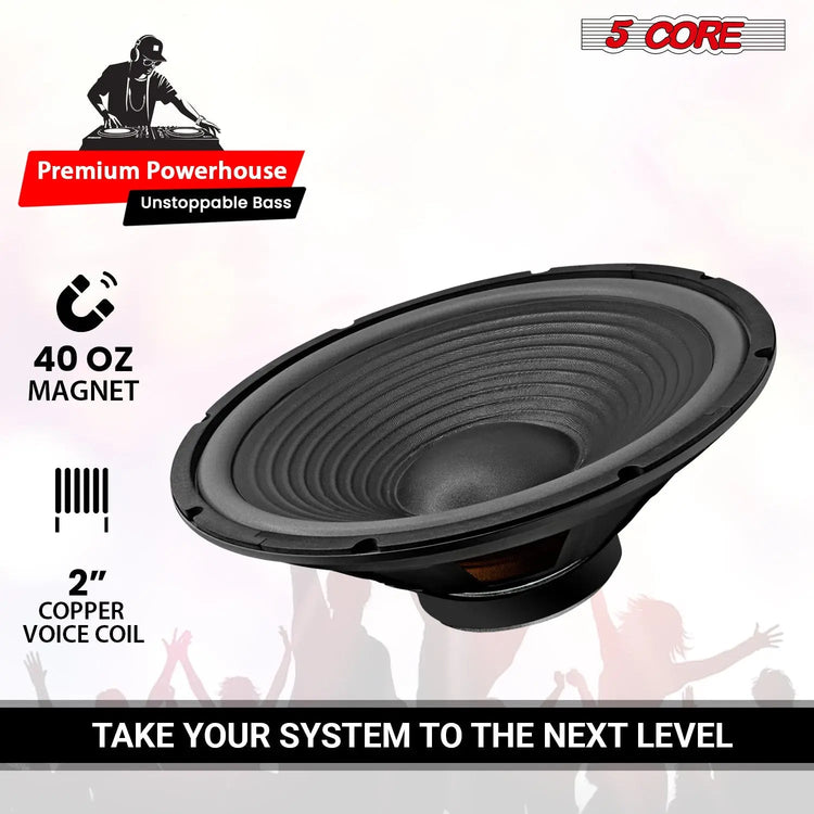 5 Core 15 Inch Car Woofer Audio Pair 1000W Combined 4Ohm Deep Bass Replacement Subwoofer Speaker - HONORABLE VETERANS SOLUTIONS