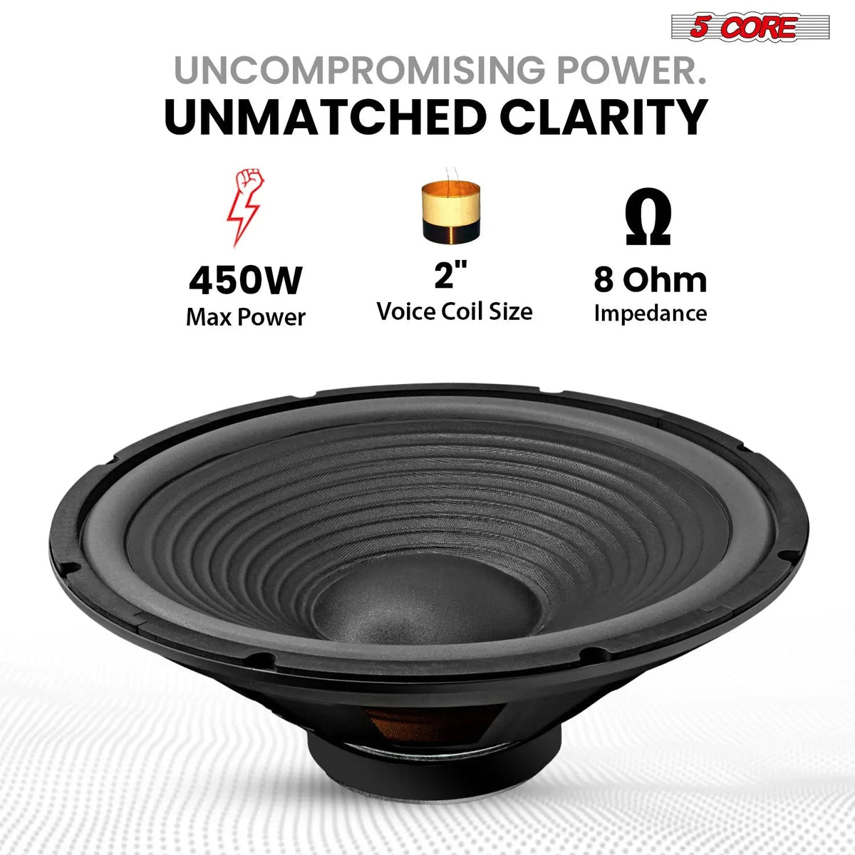5 Core 15 Inch Car Woofer Audio Pair 1000W Combined 4Ohm Deep Bass Replacement Subwoofer Speaker - HONORABLE VETERANS SOLUTIONS