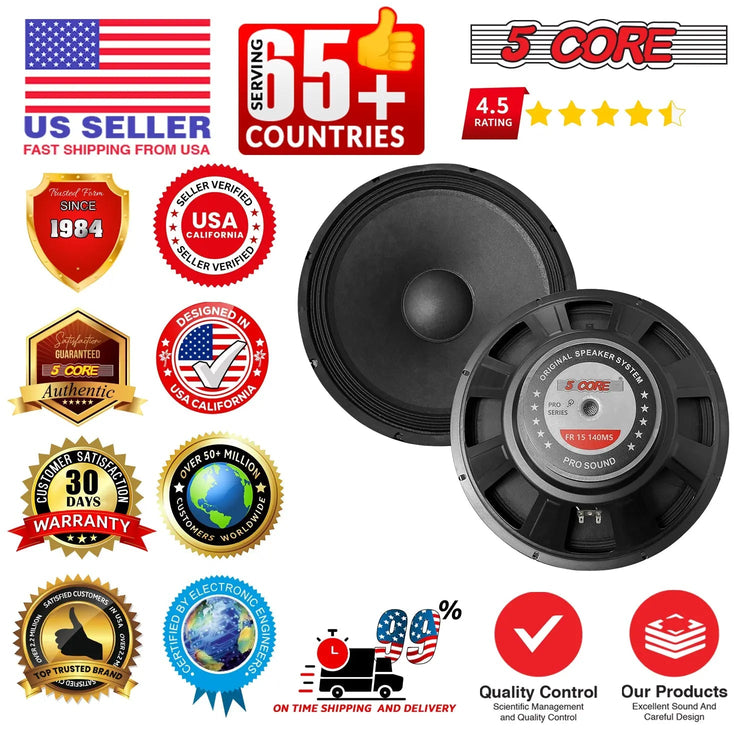 5 Core 15 Inch Guitar Speaker Replacement 2000W 8 Ohm Low Distortion for Electric Guitar Amp Cabinet - HONORABLE VETERANS SOLUTIONS
