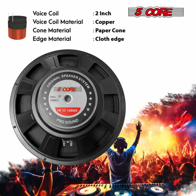 5 Core 15 Inch Guitar Speaker Replacement 2000W 8 Ohm Low Distortion for Electric Guitar Amp Cabinet - HONORABLE VETERANS SOLUTIONS