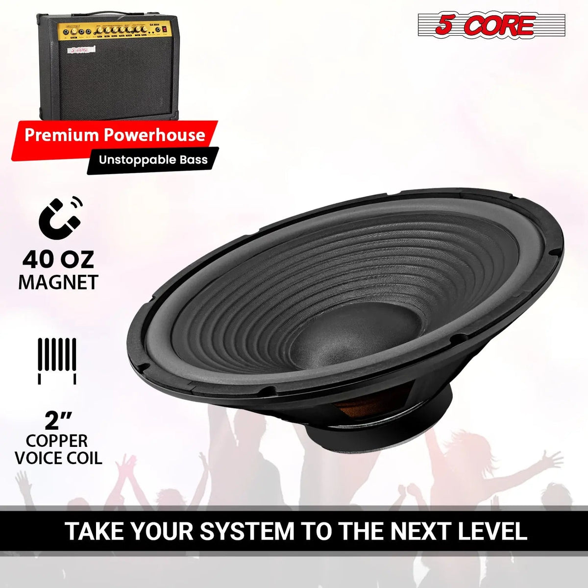 5 Core 15 Inch Guitar Speaker Replacement 450W 4 Ohm Low Distortion for Electric Guitar Amp Cabinet - HONORABLE VETERANS SOLUTIONS