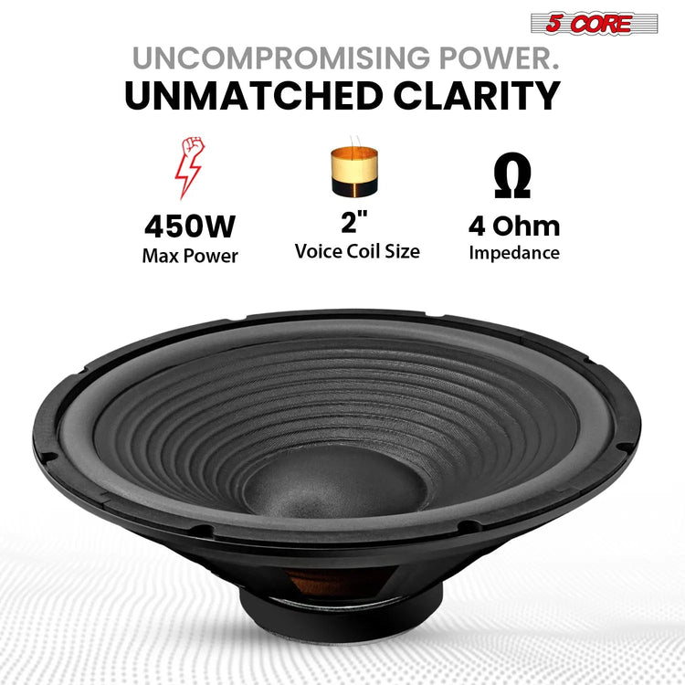 5 Core 15 Inch Guitar Speaker Replacement 450W 4 Ohm Low Distortion for Electric Guitar Amp Cabinet - HONORABLE VETERANS SOLUTIONS
