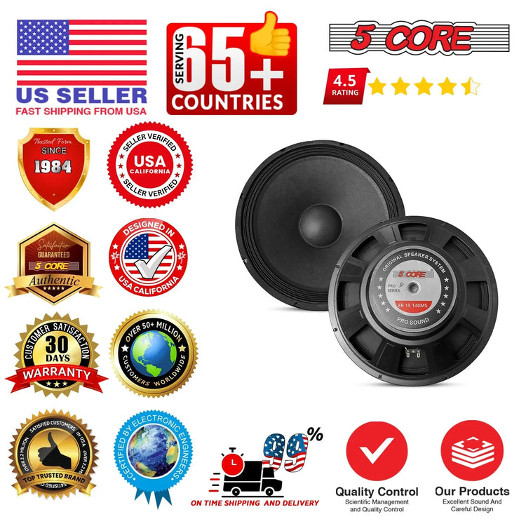 5 Core 15" Subwoofer Speaker 2000W Full Range PA DJ Audio Sub Woofer 8Ohm Bass Replacement Driver - HONORABLE VETERANS SOLUTIONS
