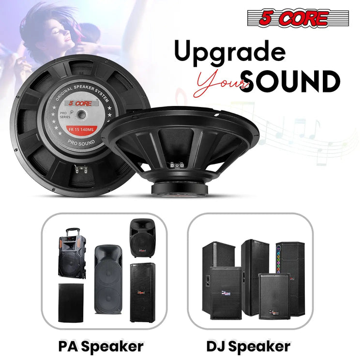 5 Core 15" Subwoofer Speaker 2000W Full Range PA DJ Audio Sub Woofer 8Ohm Bass Replacement Driver - HONORABLE VETERANS SOLUTIONS