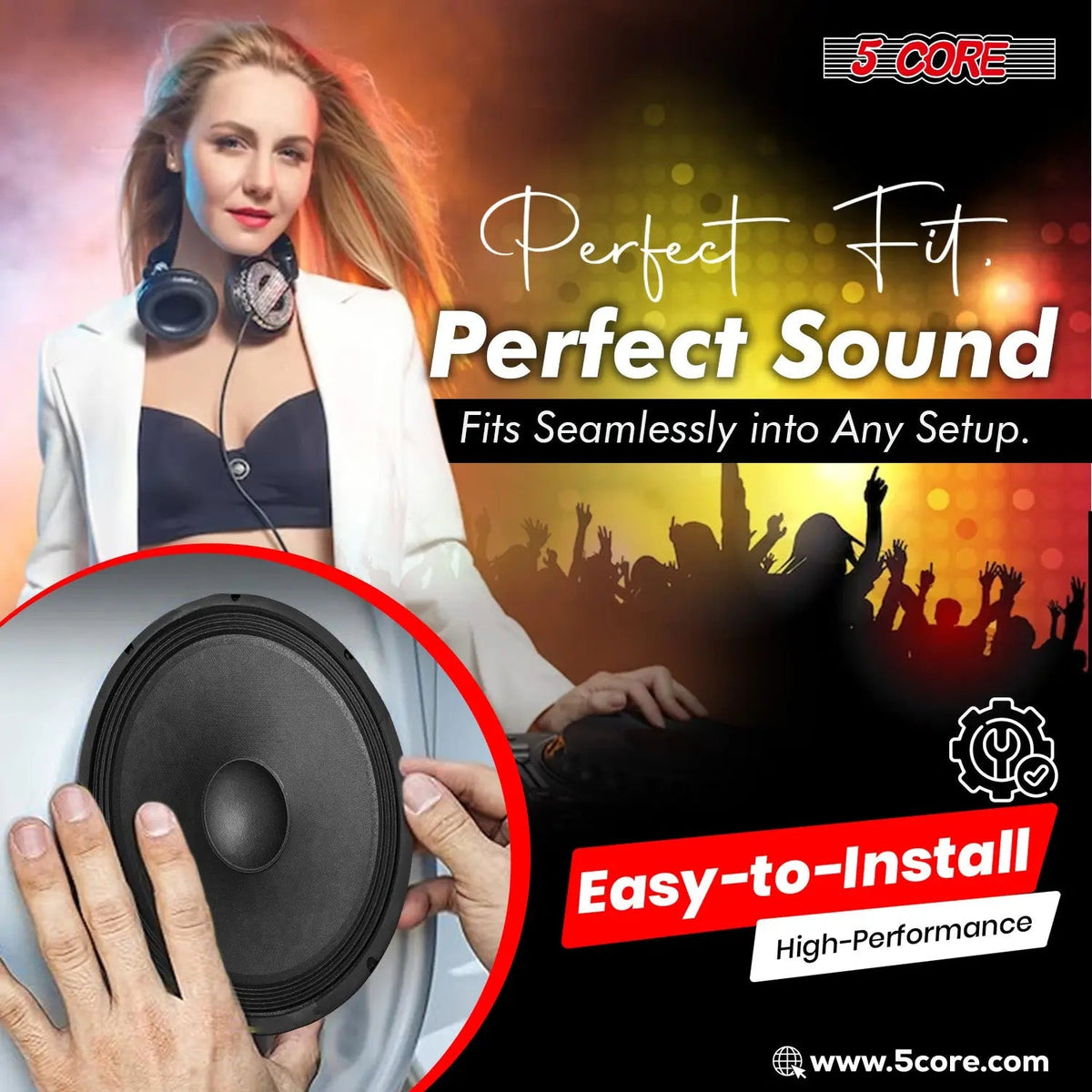 5 Core 15" Subwoofer Speaker 2000W Full Range PA DJ Audio Sub Woofer 8Ohm Bass Replacement Driver - HONORABLE VETERANS SOLUTIONS