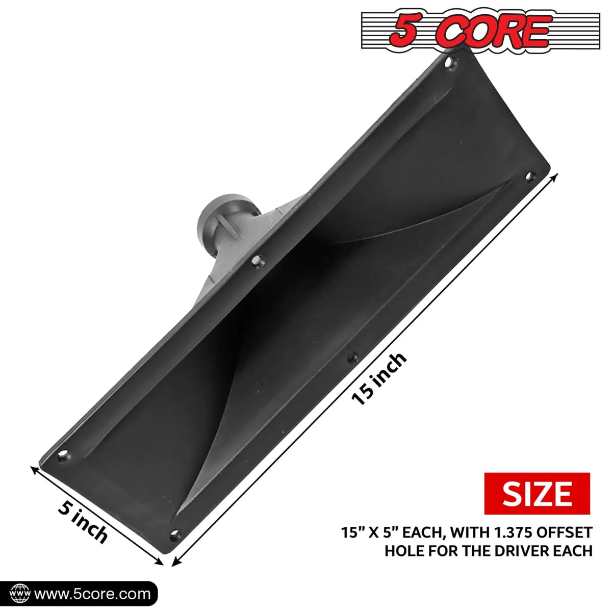 5 CORE 15x5 Rectangle Plastic Screw-On Horn for Assorted Speaker Cabinets 34mm Throat HISE 15X5 1PC - HONORABLE VETERANS SOLUTIONS