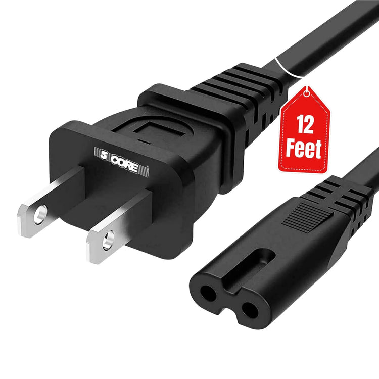 5 Core 2 Prong AC Power Cord 12Ft Replacement TV PlayStation PS4 PS5 Cable Speaker Monitor Xbox - HONORABLE VETERANS SOLUTIONS