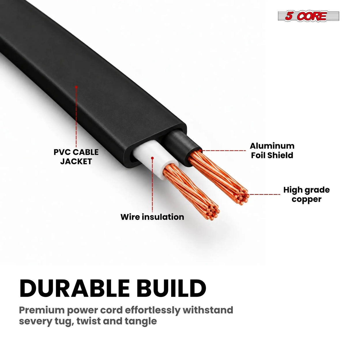 5 Core 2 Prong AC Power Cord 6Ft Replacement TV PlayStation PS4 PS5 Cable for Speaker Monitor Xbox - HONORABLE VETERANS SOLUTIONS