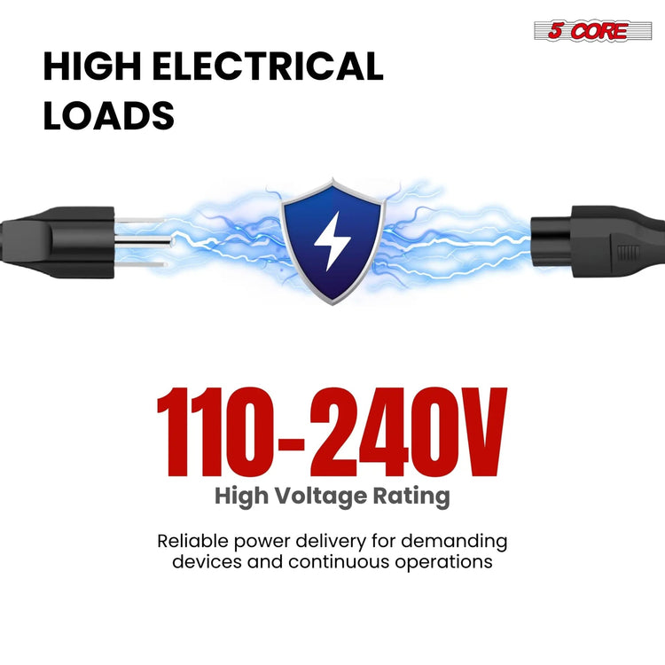 5 Core 3 Prong AC Laptop Notebook Power Cord 10Ft Universal Replacement Computer Cable - HONORABLE VETERANS SOLUTIONS