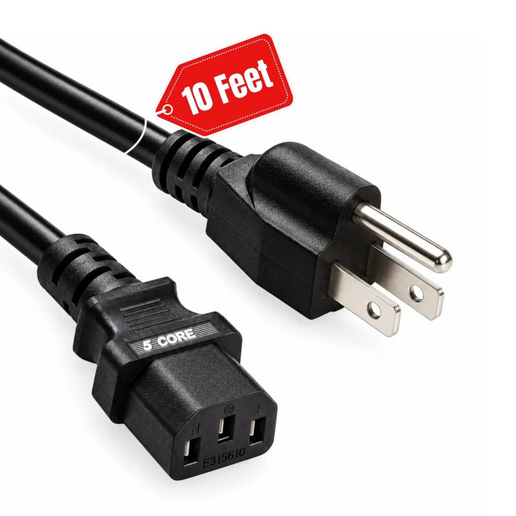 5 Core 3 Prong AC Laptop Notebook Power Cord 10Ft Universal Replacement Computer Cable - HONORABLE VETERANS SOLUTIONS