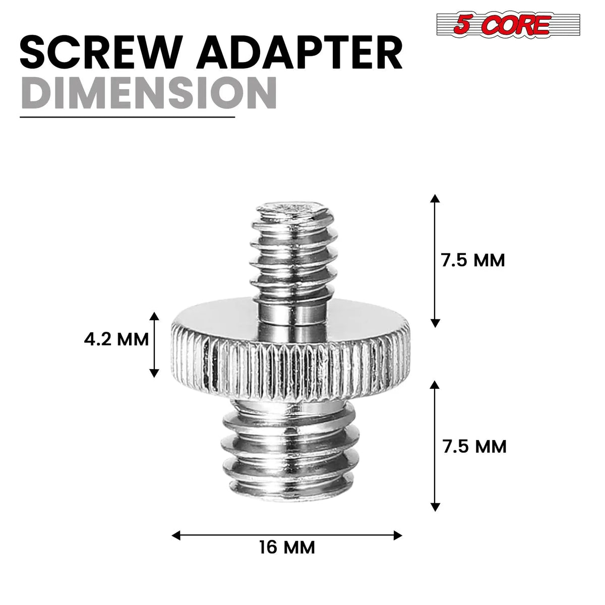 5 Core 3/8 to 1/4 Adapter 5Pcs Camera Mount Durable Tripod Screw Adapter for DSLR Monopod Microphone - HONORABLE VETERANS SOLUTIONS