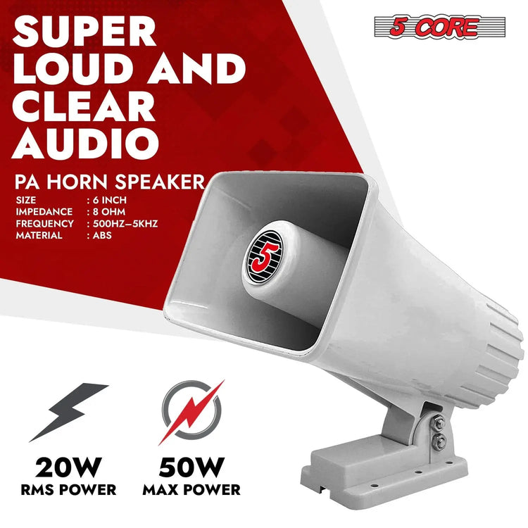5 Core 6 Inch PA Horn 200W Loud Speaker 4Pc Bull Horn Loud Audio 8Ohm All Weather Indoor Outdoor - HONORABLE VETERANS SOLUTIONS