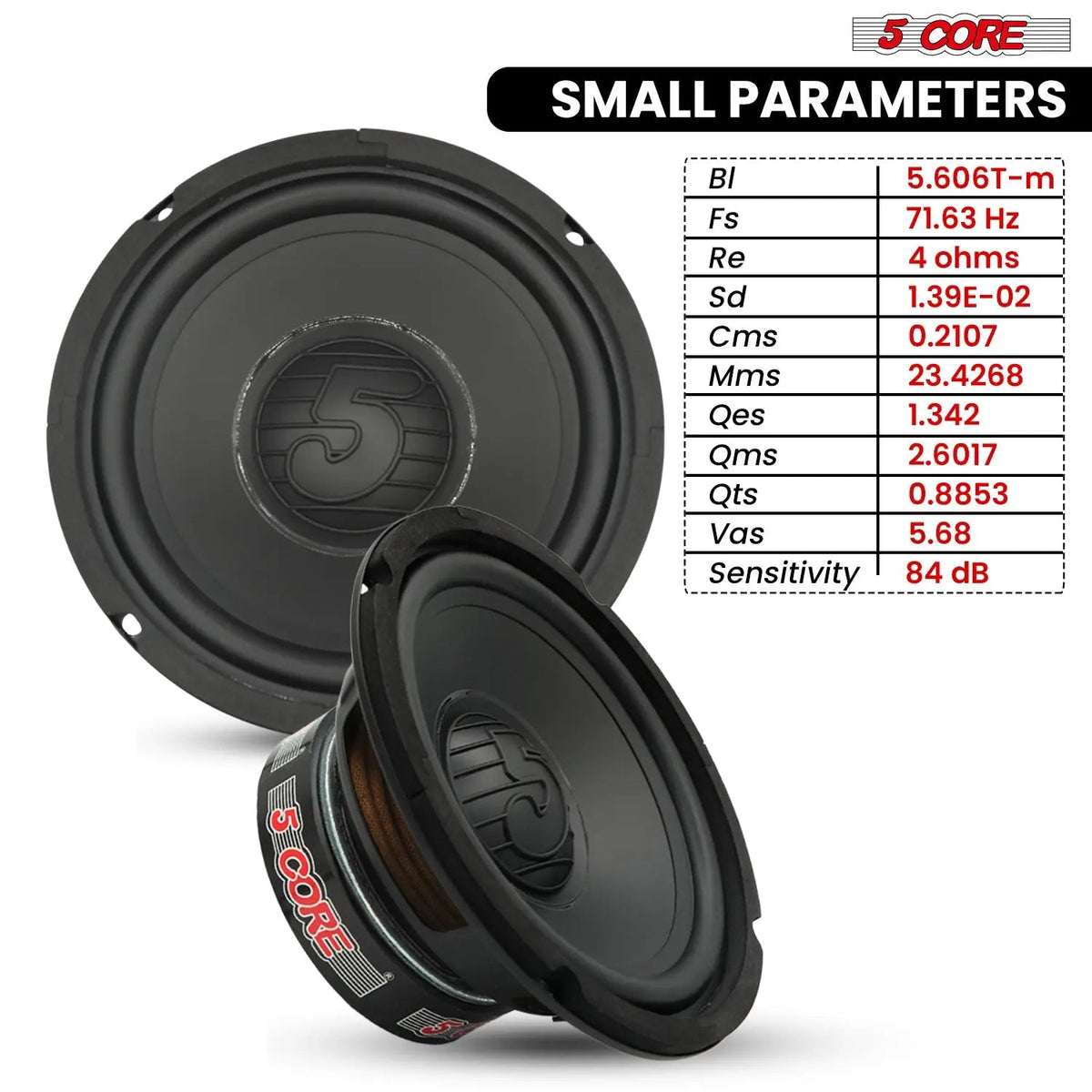 5 Core 6.5 Inch Subwoofer 500W Car Audio Woofer 4 Ohm Replacement Deep Bass Loud Speaker - HONORABLE VETERANS SOLUTIONS