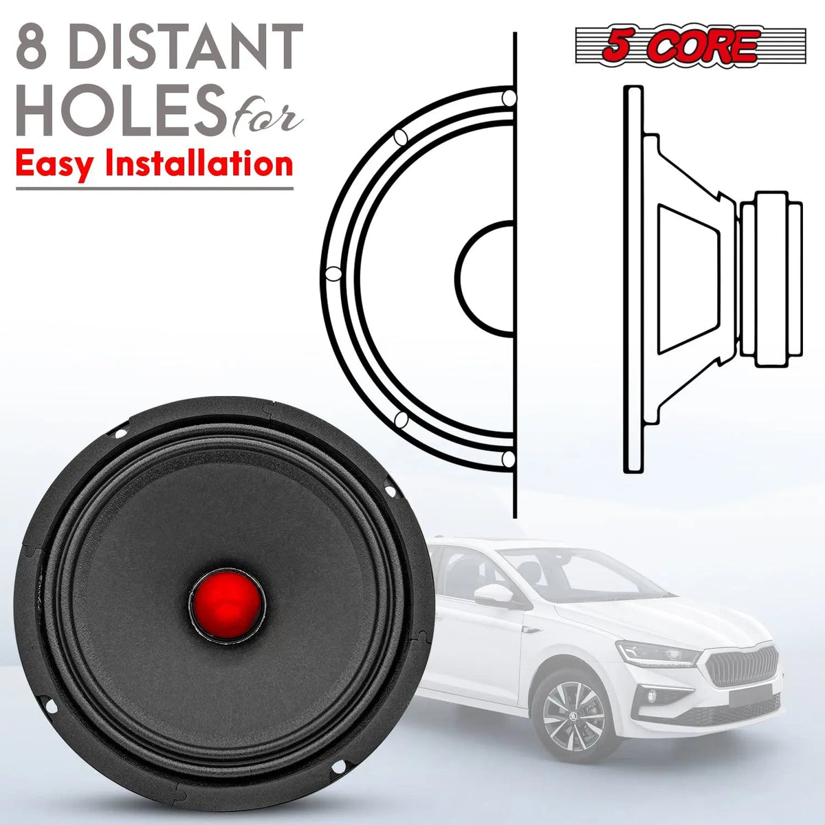 5 Core 6.5" Subwoofer Speaker 360W Mid Range Car Audio Sub Woofer 4Ohm Deep Bass Replacement Driver - HONORABLE VETERANS SOLUTIONS