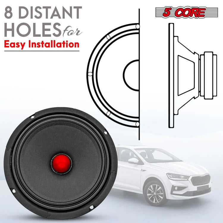 5 Core 6.5" Subwoofer Speaker 360W Mid Range Car Audio Sub Woofer 4Ohm Deep Bass Replacement Driver - HONORABLE VETERANS SOLUTIONS