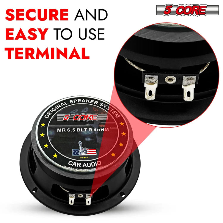 5 Core 6.5" Subwoofer Speaker 360W Mid Range Car Audio Sub Woofer 4Ohm Deep Bass Replacement Driver - HONORABLE VETERANS SOLUTIONS