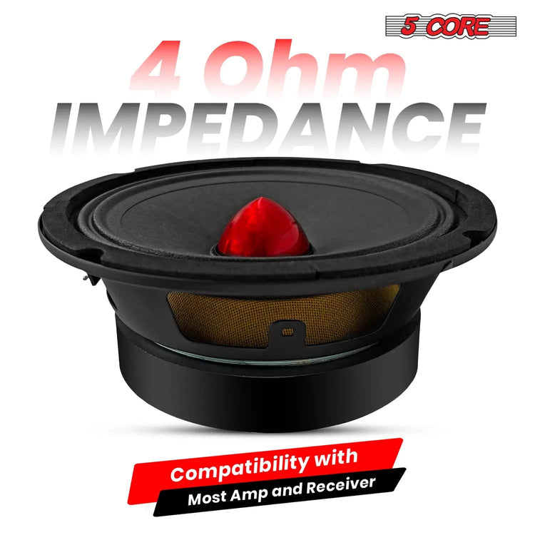 5 Core 6.5" Subwoofer Speaker 360W Mid Range Car Audio Sub Woofer 4Ohm Deep Bass Replacement Driver - HONORABLE VETERANS SOLUTIONS