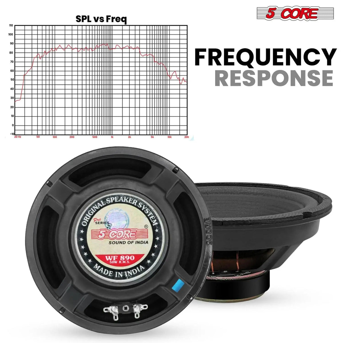 5 Core 8 Inch Car Woofer Audio Pair 1000W 4Ohm Deep Bass Subwoofer Component Loud Speaker System - HONORABLE VETERANS SOLUTIONS