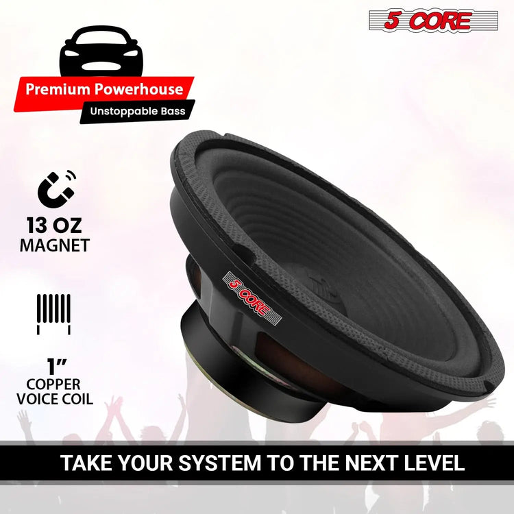 5 Core 8 Inch Car Woofer Audio Pair 1000W 4Ohm Deep Bass Subwoofer Component Loud Speaker System - HONORABLE VETERANS SOLUTIONS