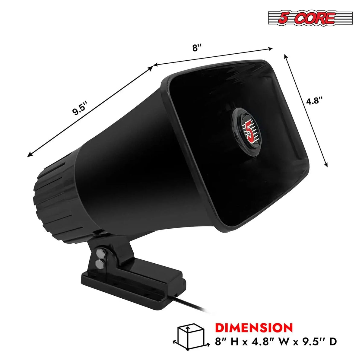 5 Core 8 Inch PA Horn 250W Loud Speaker Bull Horn Loud Audio 8Ohm All Weather Indoor Outdoor Use - HONORABLE VETERANS SOLUTIONS