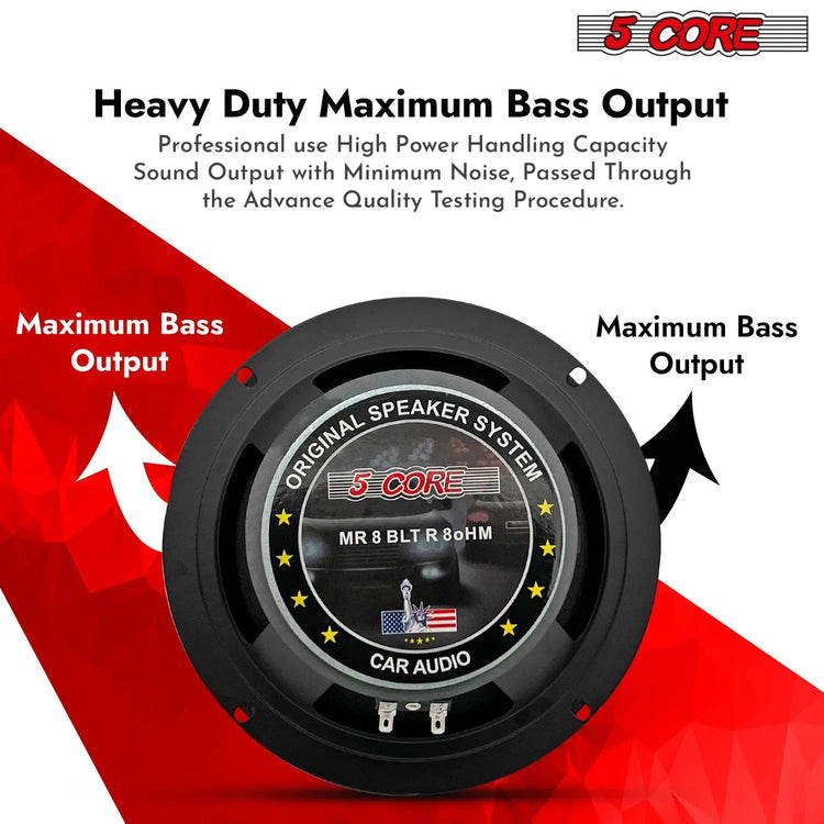 5 Core 8" Subwoofer Speaker 500W Mid Range PA DJ Audio Sub Woofer 8Ohm Deep Bass Replacement Driver - HONORABLE VETERANS SOLUTIONS