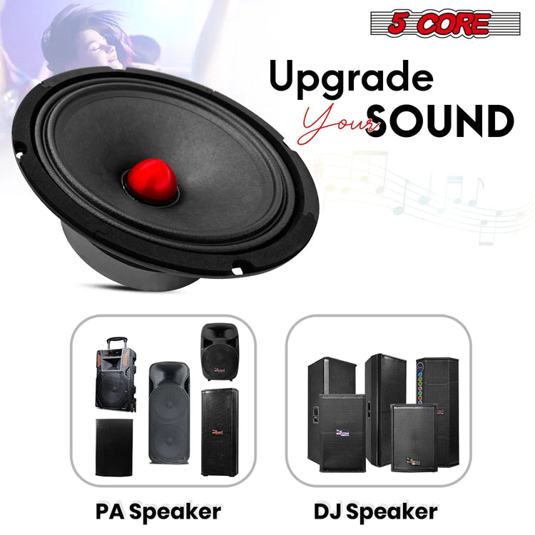 5 Core 8" Subwoofer Speaker 500W Mid Range PA DJ Audio Sub Woofer 8Ohm Deep Bass Replacement Driver - HONORABLE VETERANS SOLUTIONS