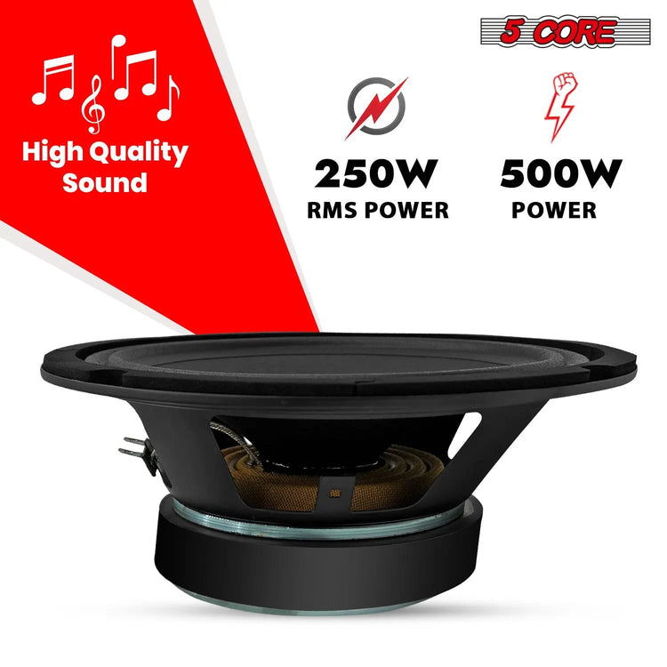 5 Core 8" Subwoofer Speaker 500W Mid Range PA DJ Audio Sub Woofer 8Ohm Deep Bass Replacement Driver - HONORABLE VETERANS SOLUTIONS