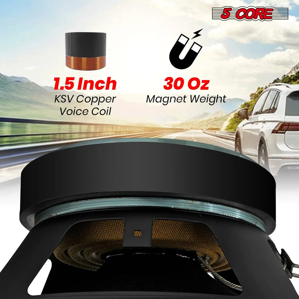 5 Core 8" Subwoofer Speaker Pair 500W Mid Range Car Audio Sub Woofer 4Ohm Bass Replacement Driver - HONORABLE VETERANS SOLUTIONS