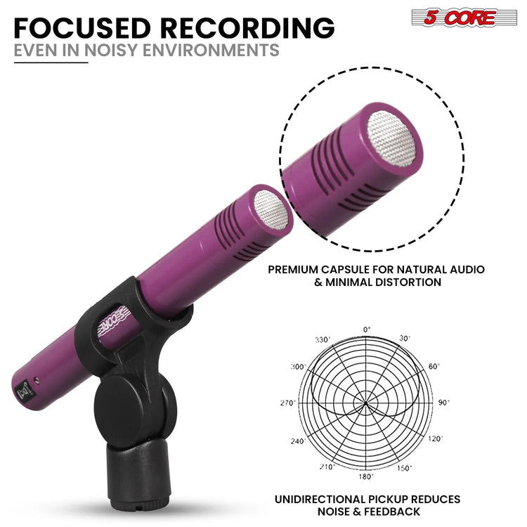 5 Core 9 Piece Drum Microphone Set w Kick Bass, Tom/Snare and Condenser Hi Hat & Cymbals Mics - HONORABLE VETERANS SOLUTIONS