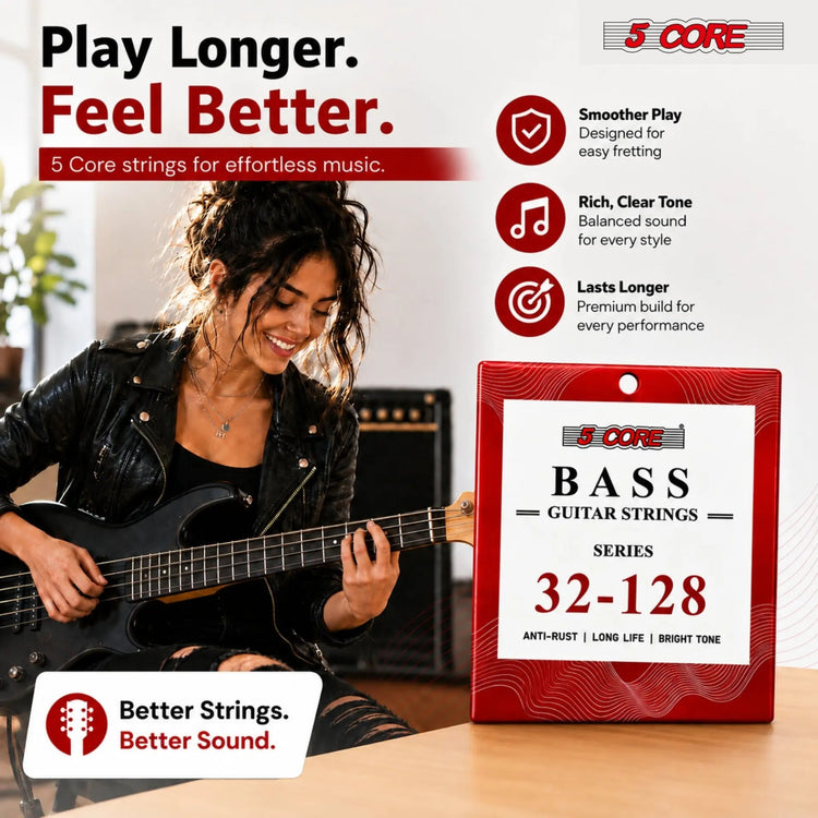 5 Core Bass Guitar Strings Brass Phosphor Bronze Extra Light Gauge Bright Tone 6 String Set - HONORABLE VETERANS SOLUTIONS