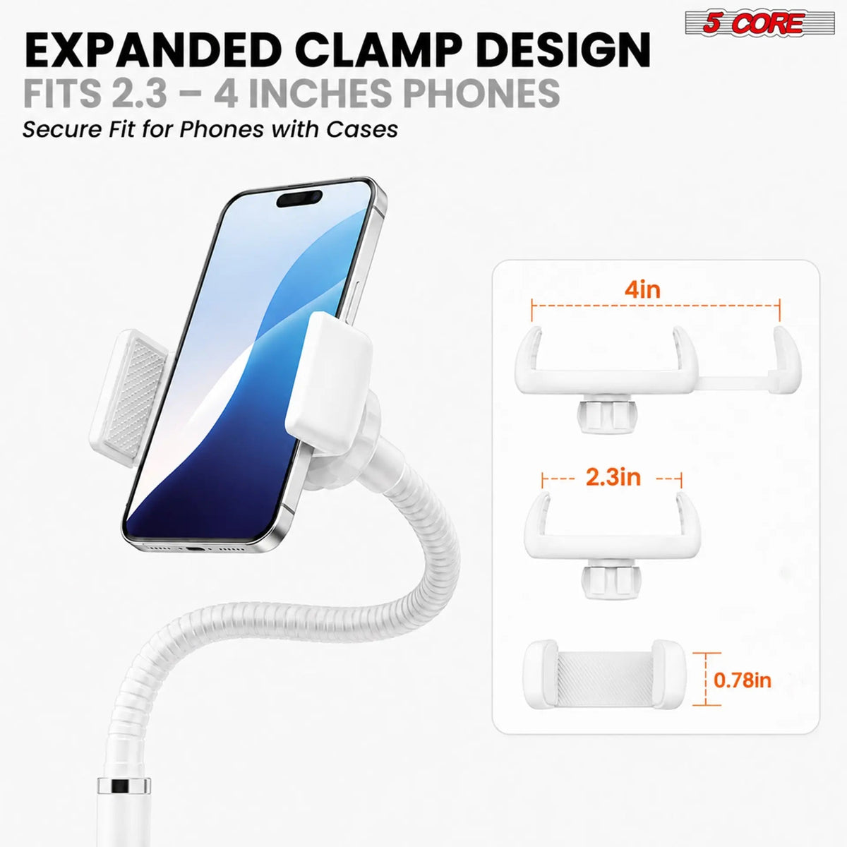 5 Core Cell Phone Stand for Desk Gooseneck Flexible Phone Holder Clamp Mount - HONORABLE VETERANS SOLUTIONS