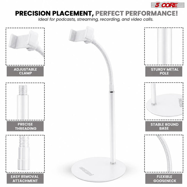 5 Core Cell Phone Stand for Desk Gooseneck Flexible Phone Holder Clamp Mount - HONORABLE VETERANS SOLUTIONS