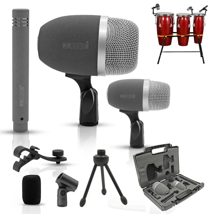 5 Core Conga Mic Snare Tom Microphone Drum Kit Condenser XLR Instrument Mics - HONORABLE VETERANS SOLUTIONS